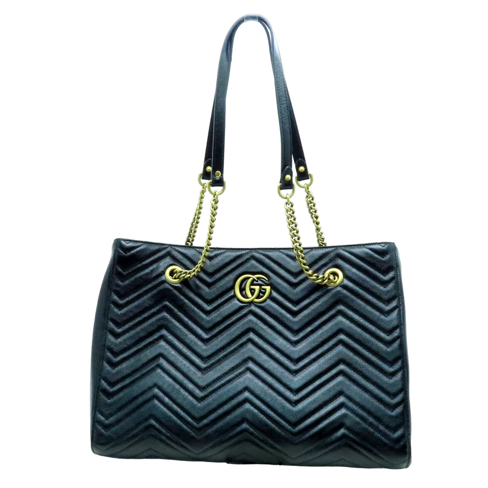 💎✨BEAUTIFUL✨💎 GUCCI GG Marmont Tote Shoulder Bag Leather Black